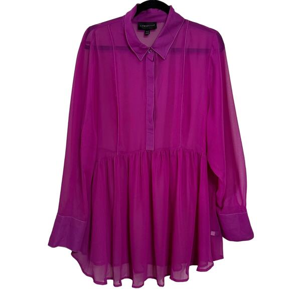 Lane Bryant Sheer Long Sleeve Peplum Tunic Blouse Violet Purple Size 18/20 - Picture 1 of 3